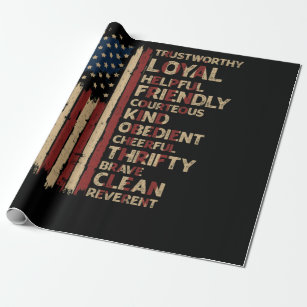 Vintages US-amerikanisches Flag-Pfadfindergesetz Geschenkpapier
