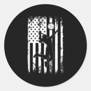 Vintages US-amerikanisches Flag Volleyball-Team Runder Aufkleber