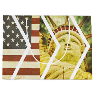 Vintages USA-Flaggen-Freiheitsstatue Sparren Große Geschenktüte