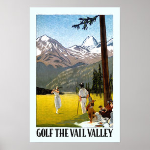 Vintages Vail Tal-Golf spielende Reise Poster