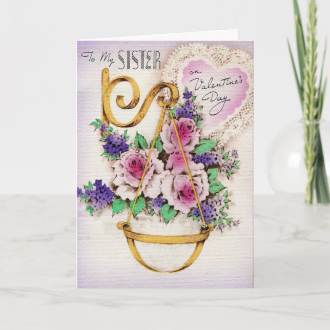 Vintages Valentin für Sister Feiertagskarte (Vorderseite)