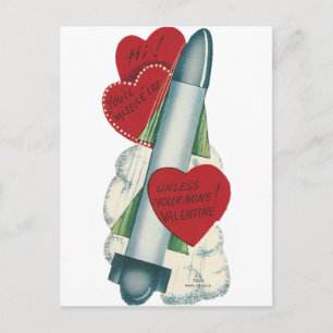 Vintages Valentin "Missile" Feiertagspostkarte