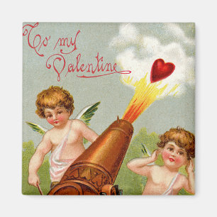 Vintages Valentin mit Herzkannon Magnet