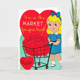 Vintages Valentine Girl Shopping Feiertagskarte