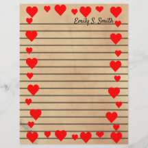 Vintages Valentine Heart Border Lined Writer Paper