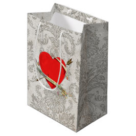 Vintages Valentine Heartwith Band 1901 und Pfeil Mittlere Geschenktüte