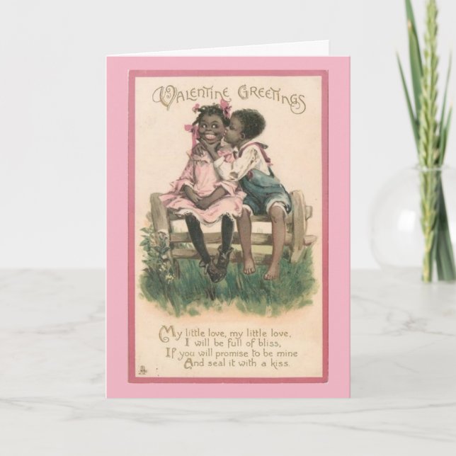 Vintages Valentine - Siegel mit Kuss, Feiertagskarte (Vorderseite)