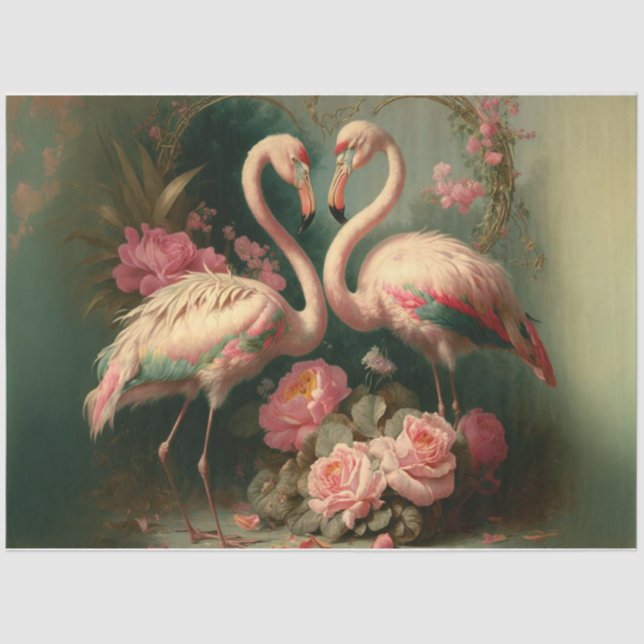 Vintages Valentiner Flamingos Tissue Paper Seidenpapier (Vorderseite)