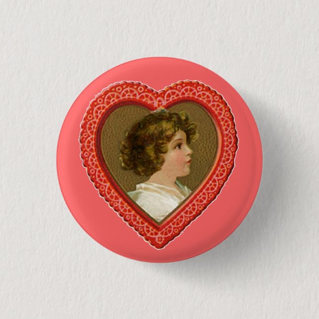 Vintages Valentinherz Button (Vorderseite)