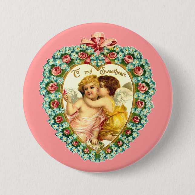 Vintages Valentinherz Button (Vorderseite)