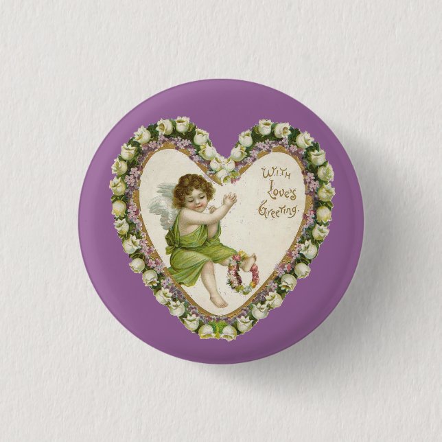 Vintages Valentinherz Button (Vorderseite)