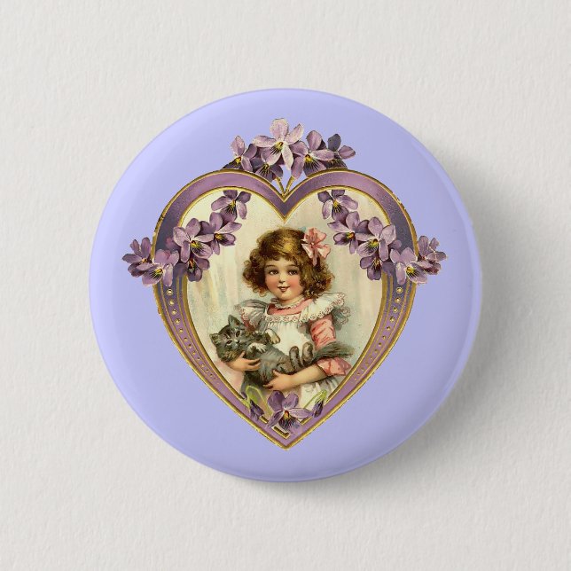 Vintages Valentinherz Button (Vorderseite)