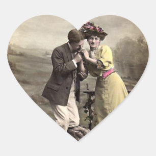 Vintages Valentinherz Herz-Aufkleber