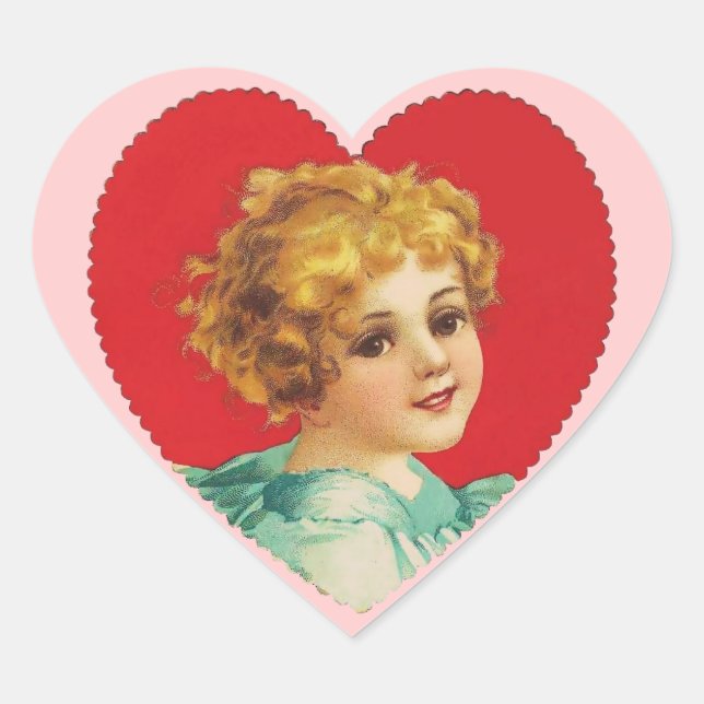 Vintages Valentinherz Herz-Aufkleber (Vorderseite)
