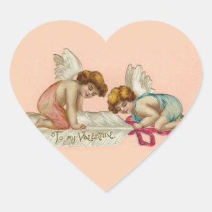 Vintages Valentinherz Herz-Aufkleber