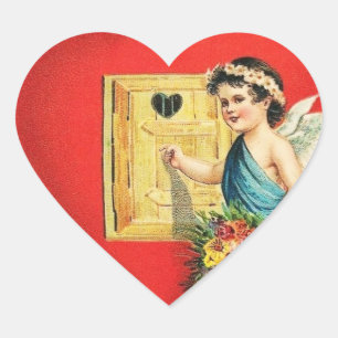 Vintages Valentinherz Herz-Aufkleber