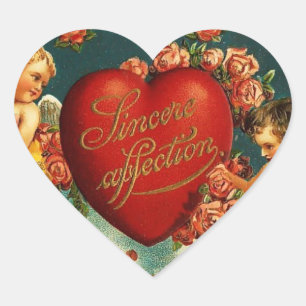 Vintages Valentinherz Herz-Aufkleber