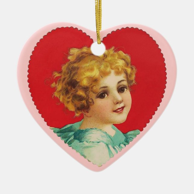 Vintages Valentinherz Keramikornament (Vorne)