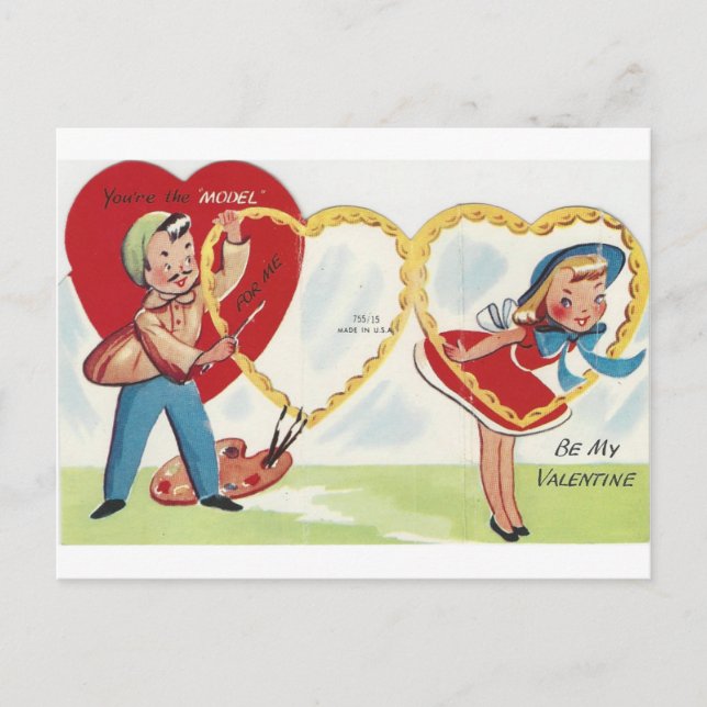 Vintages Valentinmodell Feiertagspostkarte (Vorderseite)