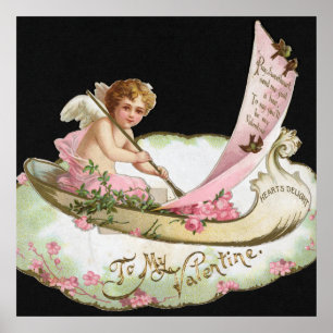 Vintages Valentinstag-Poster mit Angel Hearts Poster