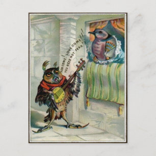 Vintages Valentinueulen Postkarte