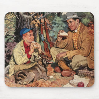 Vintages Vater-Sohn-Jagd-Gewehr-Picknick Mousepad