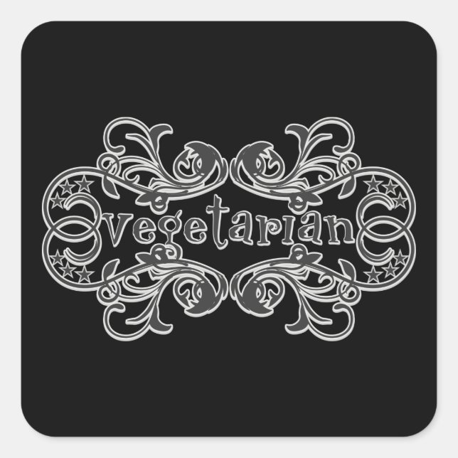 Vintages Vegetarisch Quadratischer Aufkleber (Vorderseite)