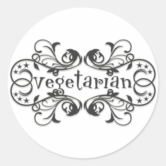Vintages Vegetarisch Runder Aufkleber (Vorderseite)