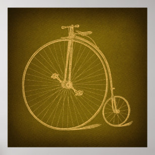 Vintages Velocipede Fahrrad Antik Hoch-Rad Fahrrad Poster