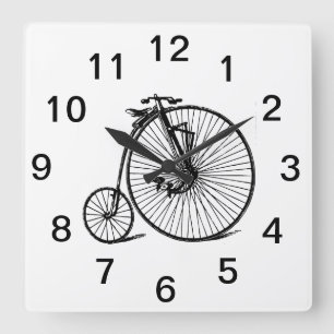 Vintages Velocipede Penny Farthing Fahrrad Quadratische Wanduhr