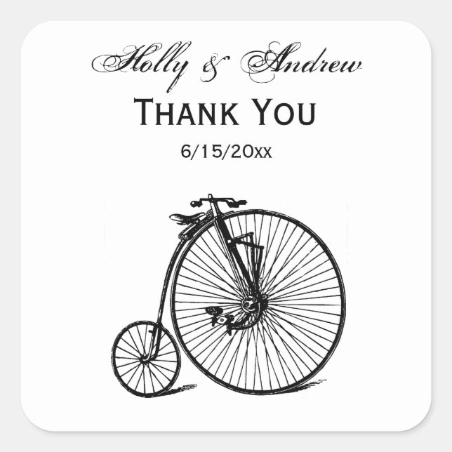 Vintages Velocipede Penny Farthing Fahrrad Quadratischer Aufkleber (Vorderseite)