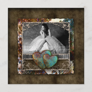 Vintages Veloursleder-Foto des Quinceanera Einladung