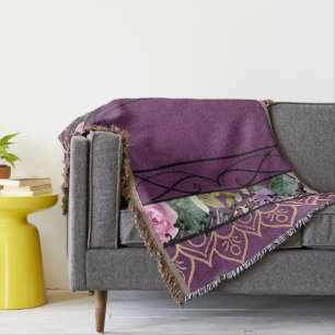 Vintages Velvet Viktorianisches Lila Blumenband Decke