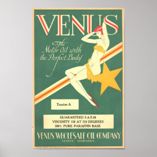 Vintages "Venus" Motorölplakat Poster