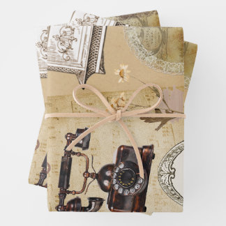 Vintages Verpackungspapier im alten Stil Geschenkpapier Set