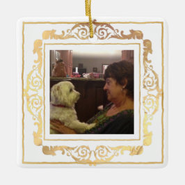 Vintages Verziertes Gold Foto Keramik Ornament