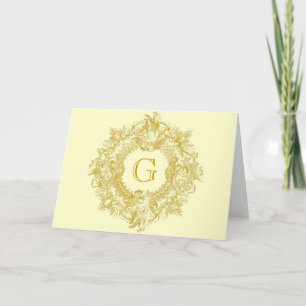 Vintages Verziertes Gold Geblüht Kranz Karte