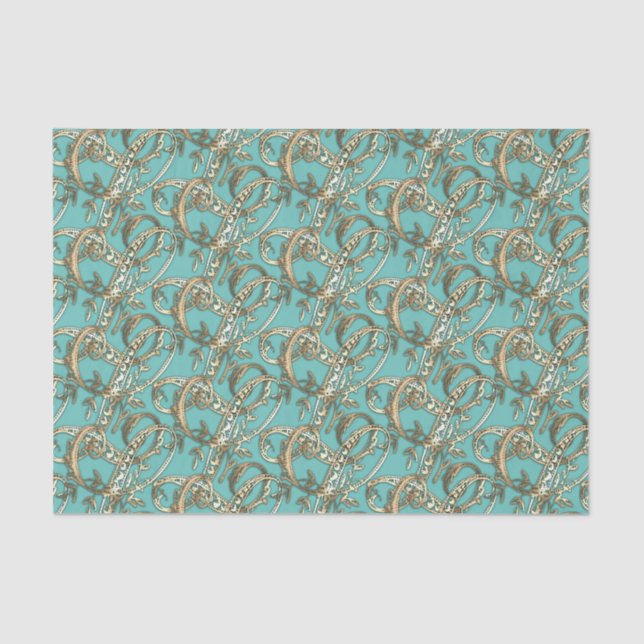 Vintages Verziertes Gold Monogram L-Tissue Paper Seidenpapier (Vorderseite)