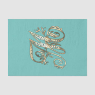 Vintages Verziertes Gold Monogram M Tissue Paper Seidenpapier