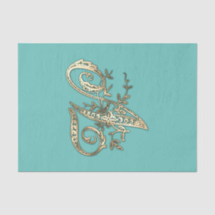 Vintages Verziertes Gold Monogram V-Tissue Paper Seidenpapier