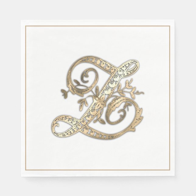Vintages Verziertes Gold Monogram Z Paper Napkin Serviette (Vorderseite)