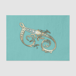 Vintages Verziertes Gold Monogramm J-Tissue Paper Seidenpapier