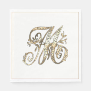 Vintages Verziertes Gold Monogramm m Serviette