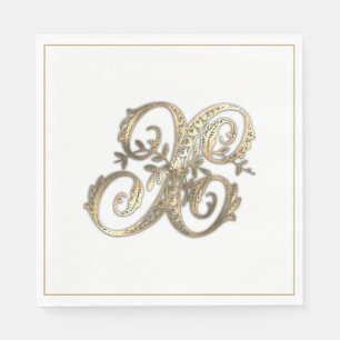 Vintages Verziertes Gold Monogramm X Serviette
