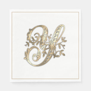 Vintages Verziertes Gold Monogramm Y Serviette