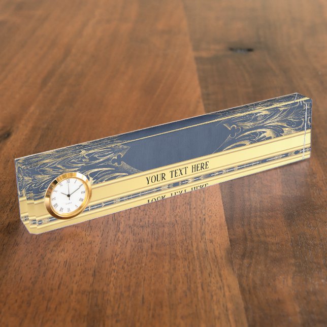 Vintages Verziertes Gold Namensplakette (Seite)