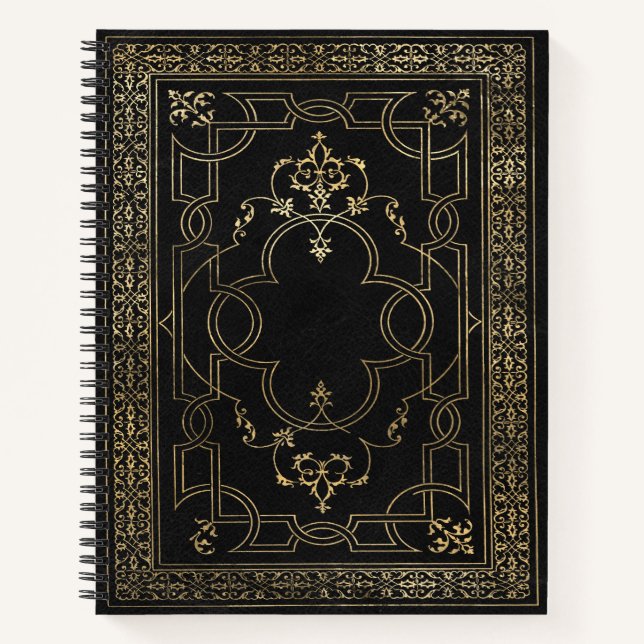 Vintages Verziertes Gold Notizbuch (Vorderseite)