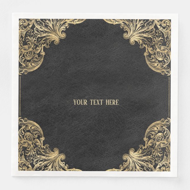 Vintages Verziertes Gold Serviette (Vorderseite)