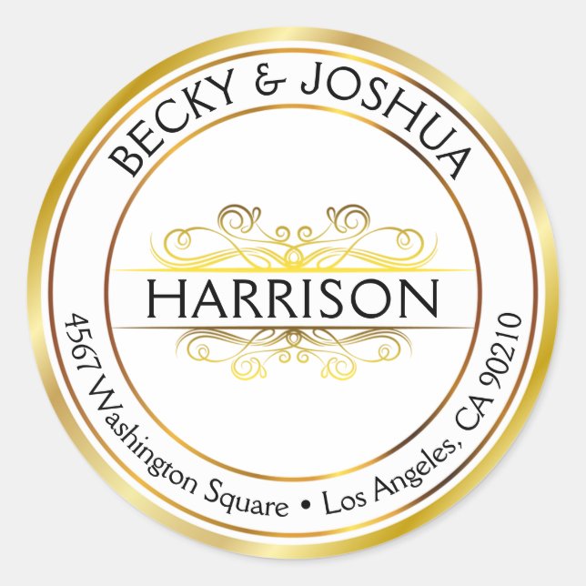 Vintages verziertes Goldkundenspezifisches rundes Runder Aufkleber (Vorderseite)