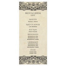 Vintages Verziertes Hochzeitsprogramm